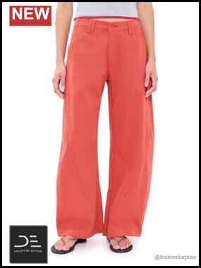 Wide Leg High Rise Non-Stretch Denim Jeans Darted Button Fly